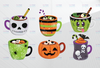 Halloween Mugs PNG, Cute Mugs Clipart, Digital Halloween Cupcakes ,Funny Halloween Clip Art ,Halloween Cups Clip art