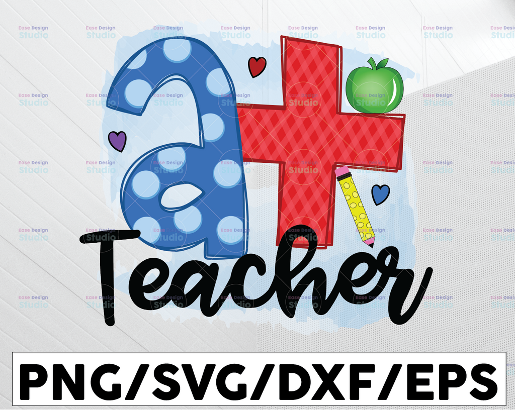 Teacher PNG, Apple Sublimation Design, Hand Drawn, Sublimation PNG, Digital Download, Printable Artwork, Digital Art, School