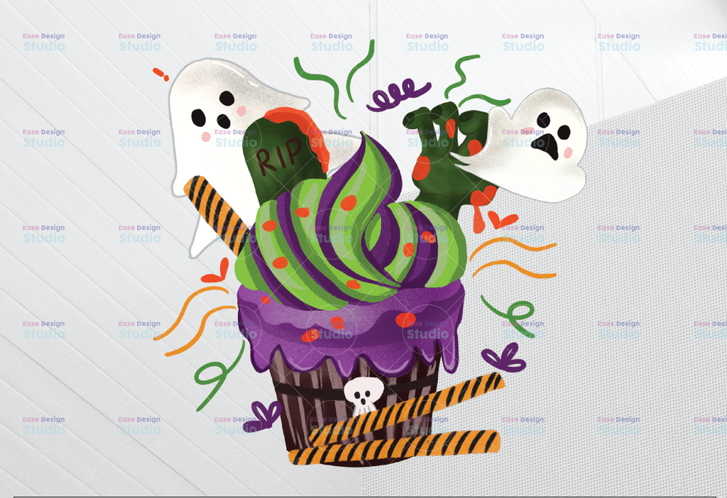 Halloween Cupcakes RIP PNG, Halloween T-shirt Design, Halloween Cupcakes digital download, Pumpkins Artwork Digital File