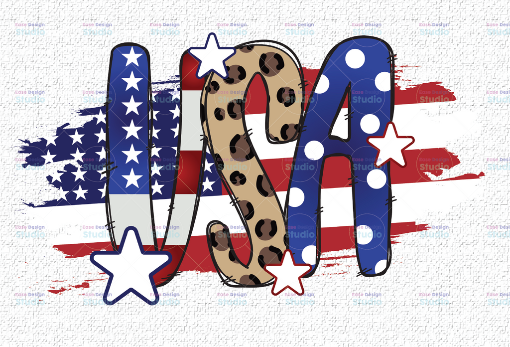 July 4th USA Png, 4th of July PNG File, happy 4th of July, American Flag, Turquoise, Leopard, America, Digital Download, Sublimation Design