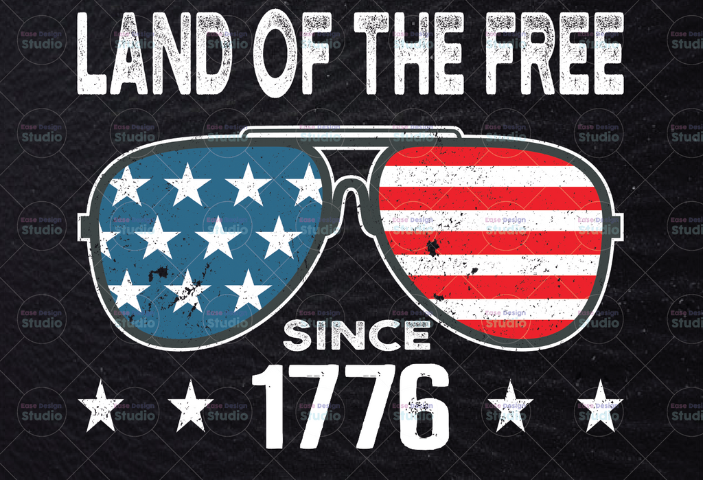 Land of the Free Home of the Brave 1776 United States USA Flag Sunglasses Patriotic Military 4th of July PNG for sublimation independenceday