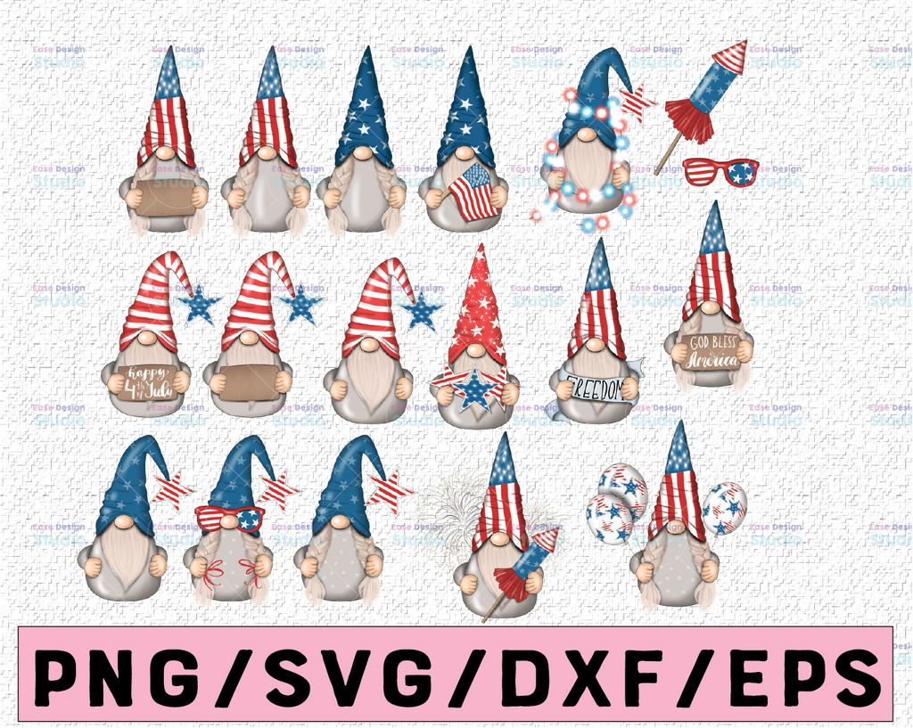 4th of July Gnomes PNG Bundle, Funny Fourth of July png, Patriotic Shirt design PNG, Clipart, png Files For Sublimation Designs Downloads