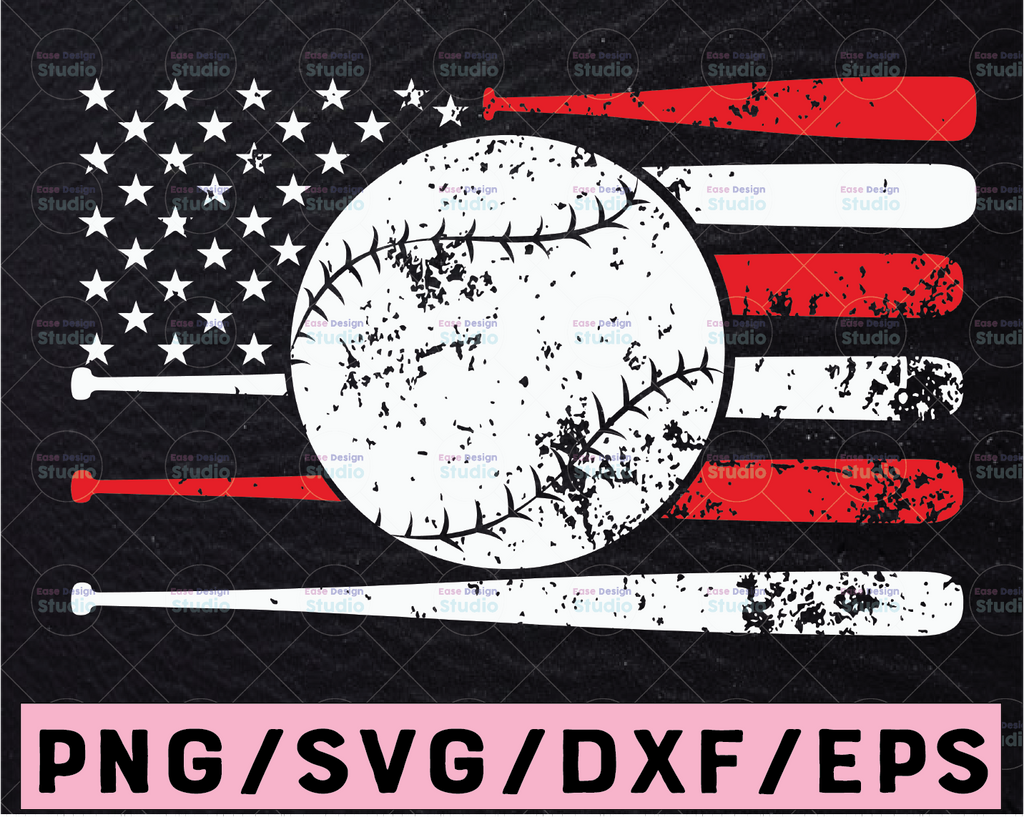 Distressed Softball Usa Flag Svg, Png, Jpg, Dxf, USA Flag Svg, Softball Svg, Softball USA Flag Svg, Silhouette Cut File, Cricut