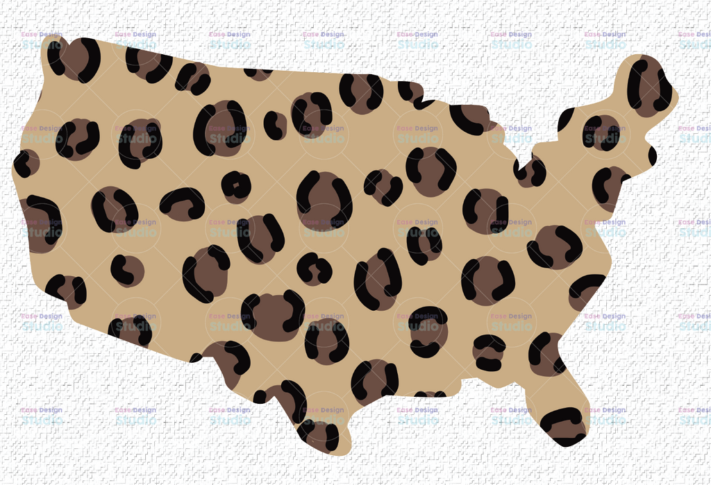 Leopard America Sublimation Design | American USA Map PNG | Digital Download | Printable Art | 4th of July Independence Day