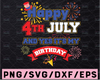 Happy July 4th And Yes It's My Birthday Digital Design, Patriotic, America Clipart, Independence Day Digital,PNG, Digital Download