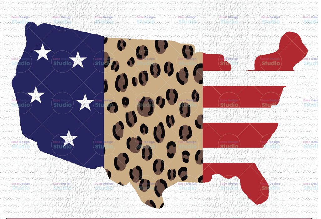 Leopard America Sublimation Design | American USA Flag Map PNG | Digital Download | Printable Art | 4th of July Independence Day