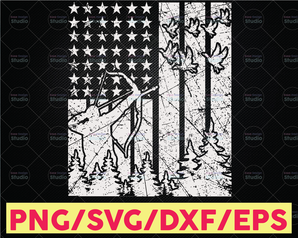 american flag hunting svg, US flag hunting clipart,american flag duck hunting png, dxf logo, vector eps cut files for cricut and silhouette