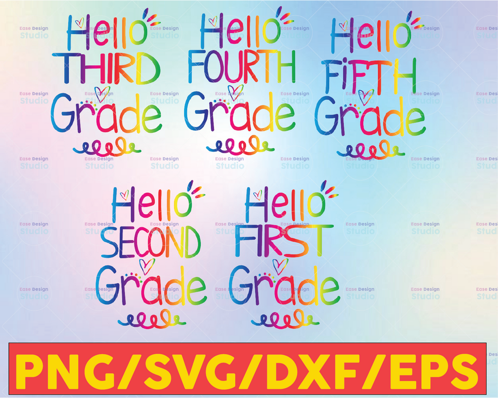 Hello Grade Bundle Png, Fifth Grade Png, School Png, Tie Dye Png, Teacher Png, Back To School Png, First day of school, Teacher Sublimation