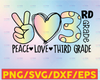 Peace Love 3rd grade png, 3rd grade png, Back To School png, third grade png, 3rd grade Teacher png, First Day Of School, Tie Dye png, PNG