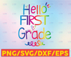 Hello 1st Grade Png, First Grade Png, School Png, Tie Dye Png, Teacher Png, Back To School Png, First day of school, Teacher Sublimation