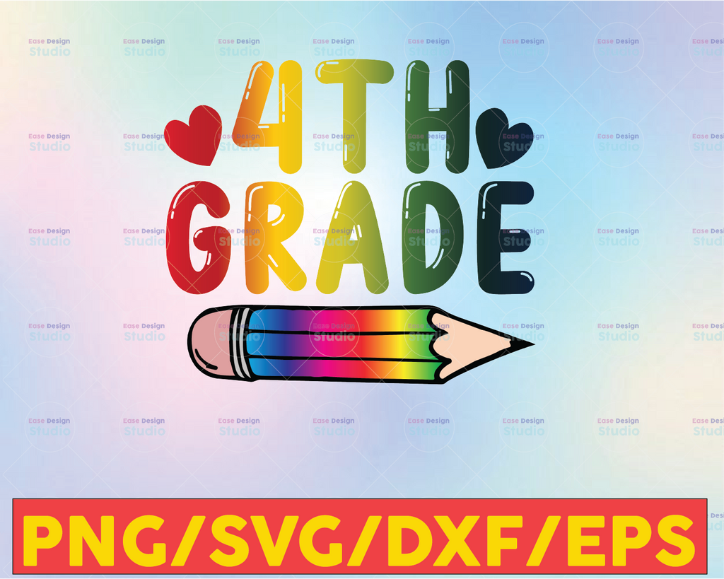 Back to school, 4th grade gradient , PNG file for sublimation, first day of school, printable, 4th grade printable