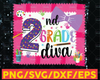 Second Grade Diva PNG, 2nd Grade png, Back to School png, First Day of School, Second Grade Shirt png File for Sublimation