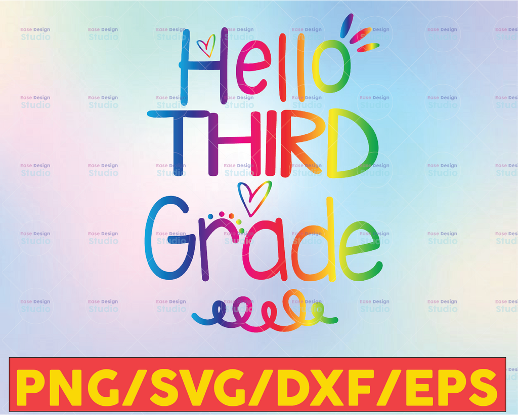 Hello 3rd Grade Png, Third Grade Png, School Png, Tie Dye Png, Teacher Png, Back To School Png, First day of school, Teacher Sublimation