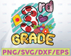 3rd Grade Colorful PNG Print File for Sublimation, Third Grade glitter, School Designs, Back to School Png