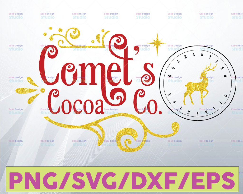 Comets cocoa co svg- christmas mug svg- hot chocolate png for tumblers- reindeer cut file- popular christmas tumbler svg- christmas cut file