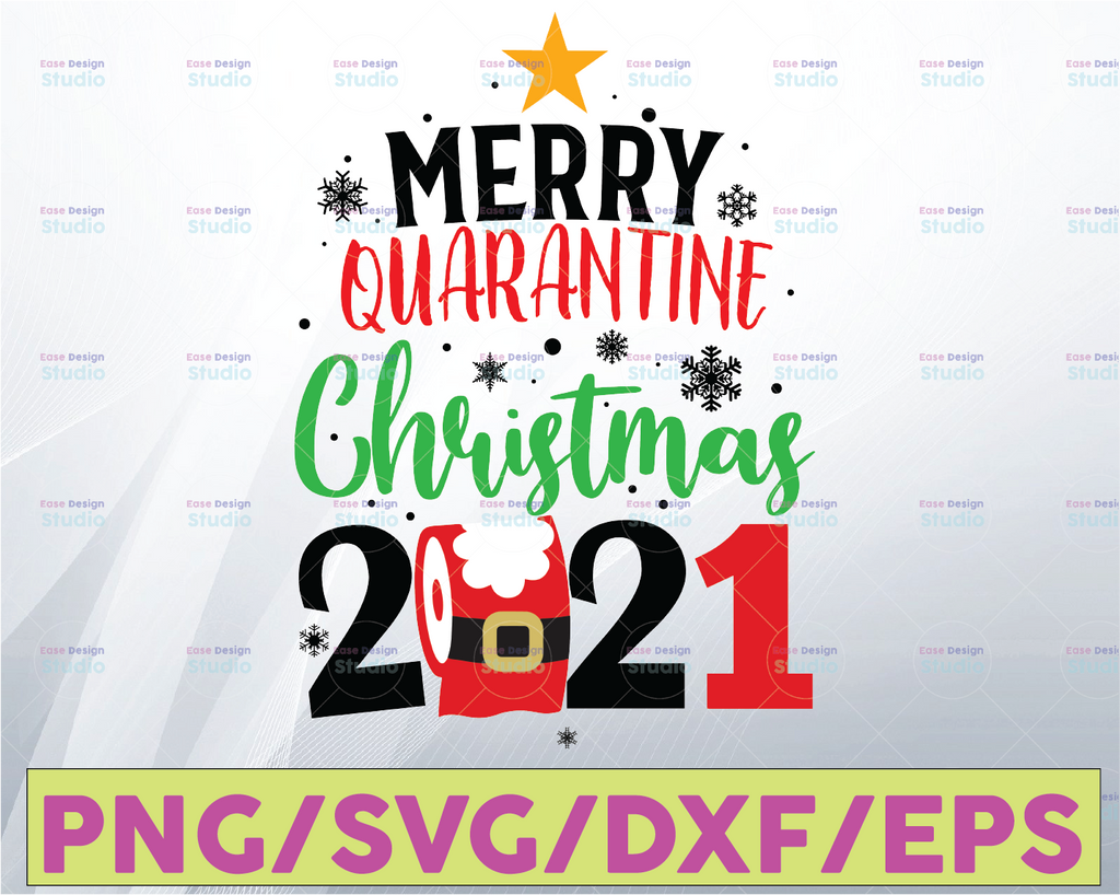 Merry Quarantine Christmas 2021 SVG, Santa with Face Mask 2021 SVG, Christmas Quarantine SVG, Cricut, Clipart, Cut File Download File