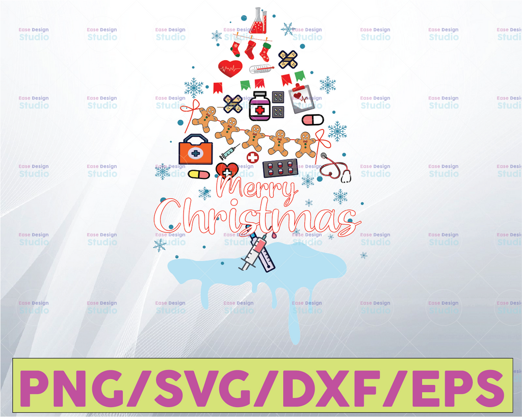 Medical Supplies Tree, Christmas Tree, Gingerbread Ornaments, Happy Winter, Funny Xmas Gift, Png Svg/Cricut file/Sublimation Printing