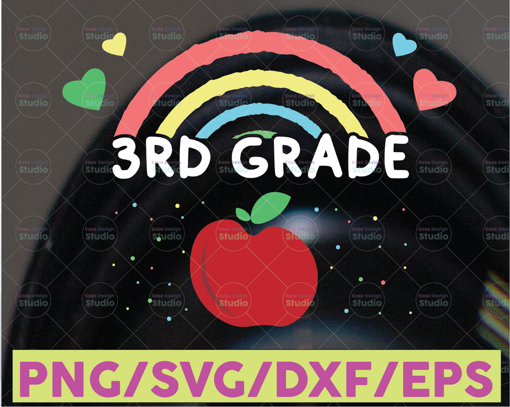 3rd Grade Back to school rainbow SVG, back to school sublimation png, First Day of School, School SVG Rainbow SVG, png Digital Download