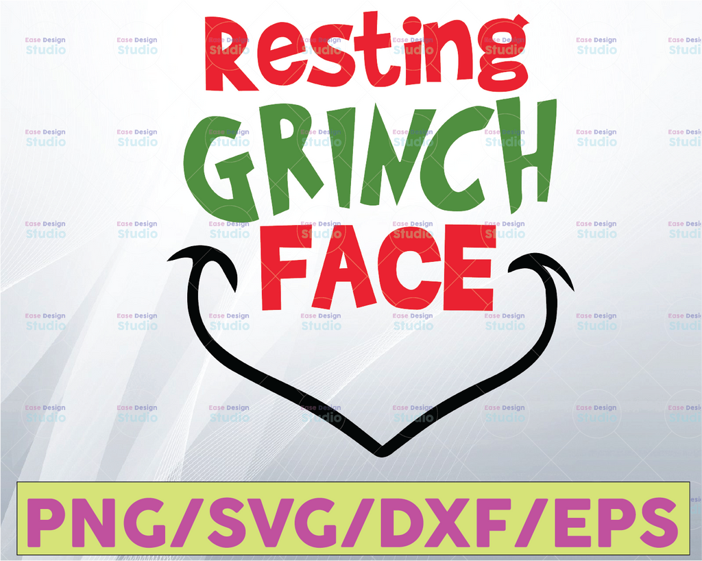 Resting Grinch Face Dr Seuss SVG 8, svg, dxf, Cricut, Silhouette Cut File, Instant Download