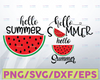 Hello Summer Bundle SVG, Funny Beach Vacation Shirt Design, Watermelon Melon SVG cutting file, Summer time, Instant Download