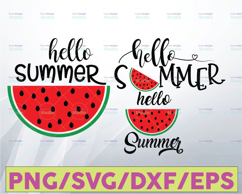 Hello Summer Bundle SVG, Funny Beach Vacation Shirt Design, Watermelon Melon SVG cutting file, Summer time, Instant Download