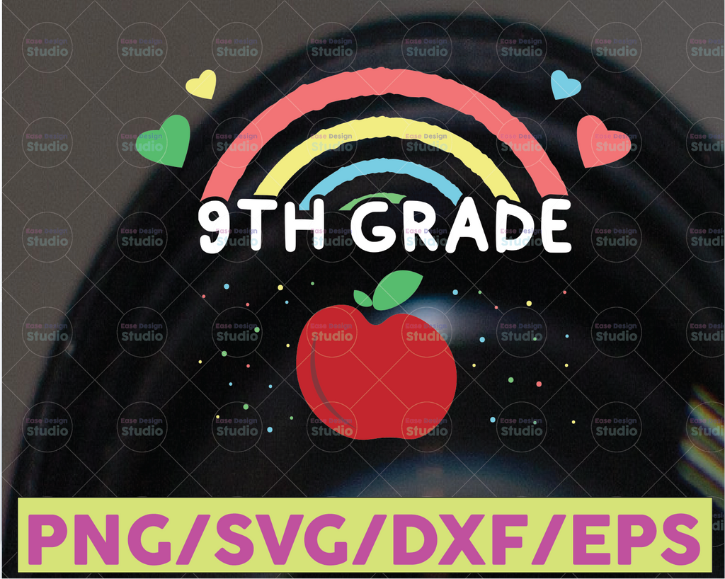 9th Grade Back to school rainbow SVG, back to school sublimation png, First Day of School, School SVG Rainbow SVG, png Digital Download