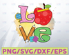 Love Apple, Love Teacher, Teacher Clipart Love, Apple Teacher,apple pen glob and books PNG file download,