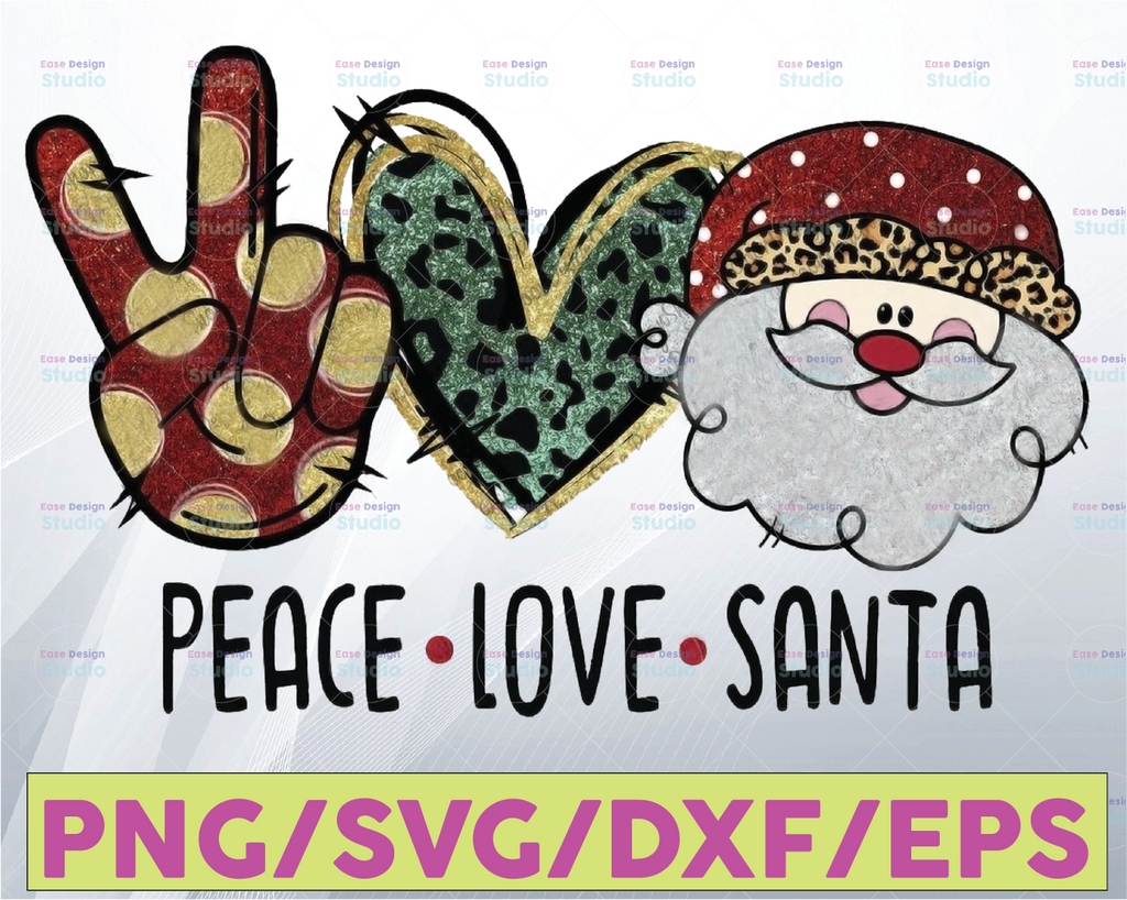 Peace love Santa Png,Santa Png,Santa,Sublimation Design,Digital Design, Sublimation, DTG printing, Christmas Santa Sublimation Png, Xmas Png