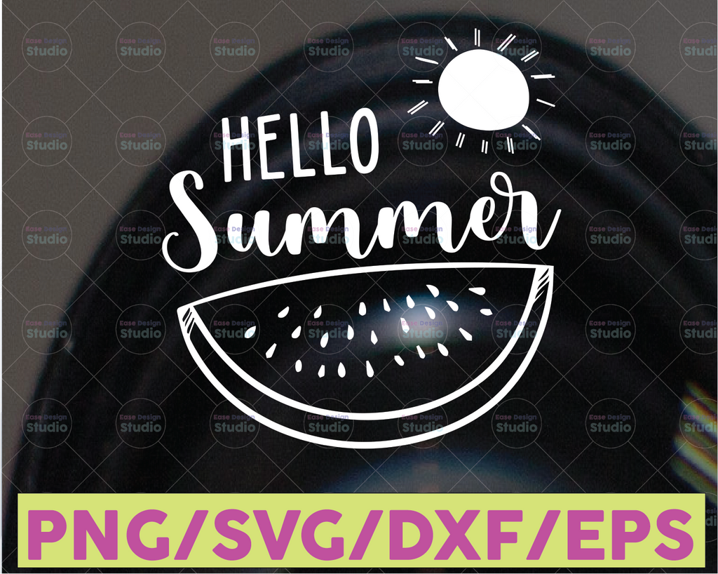 Hello Summer SVG, Funny Beach Vacation Shirt Design, Watermelon Melon SVG cutting file, Hand Draw, Instant Download