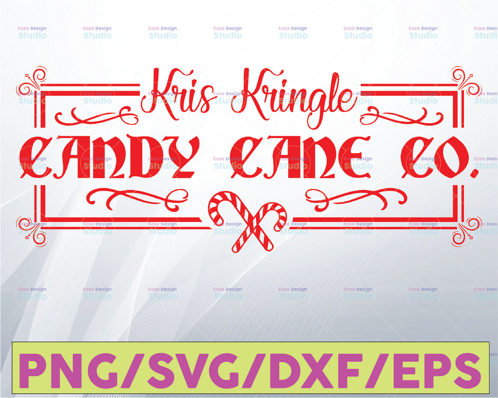 Kringle Candy Co Candy Cane Svg Cut File for Rustic Christmas Home Decor and Farmhouse Wall Sign. Personal and small business use.