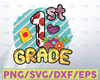 First Grade png, Back To School png, 1st Grade png, First Day Of School png, Apple png, Pencil png,Teacher png, Flower png