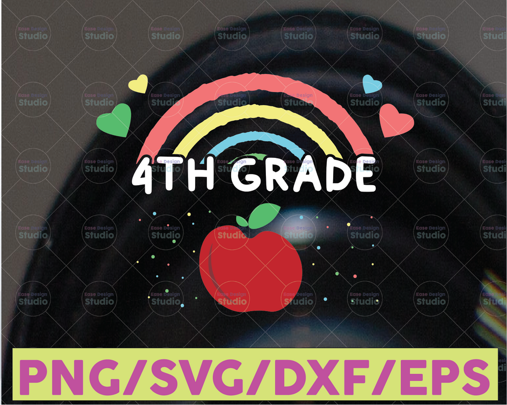 4th Grade Back to school rainbow SVG, back to school sublimation png, First Day of School, School SVG Rainbow SVG, png Digital Download