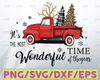 It's The Most Wonderful Time Of The Year Merry Christmas PNG Download, Buffalo Plaid Truck, Christmas Red Truck Sublimate Ready To Press