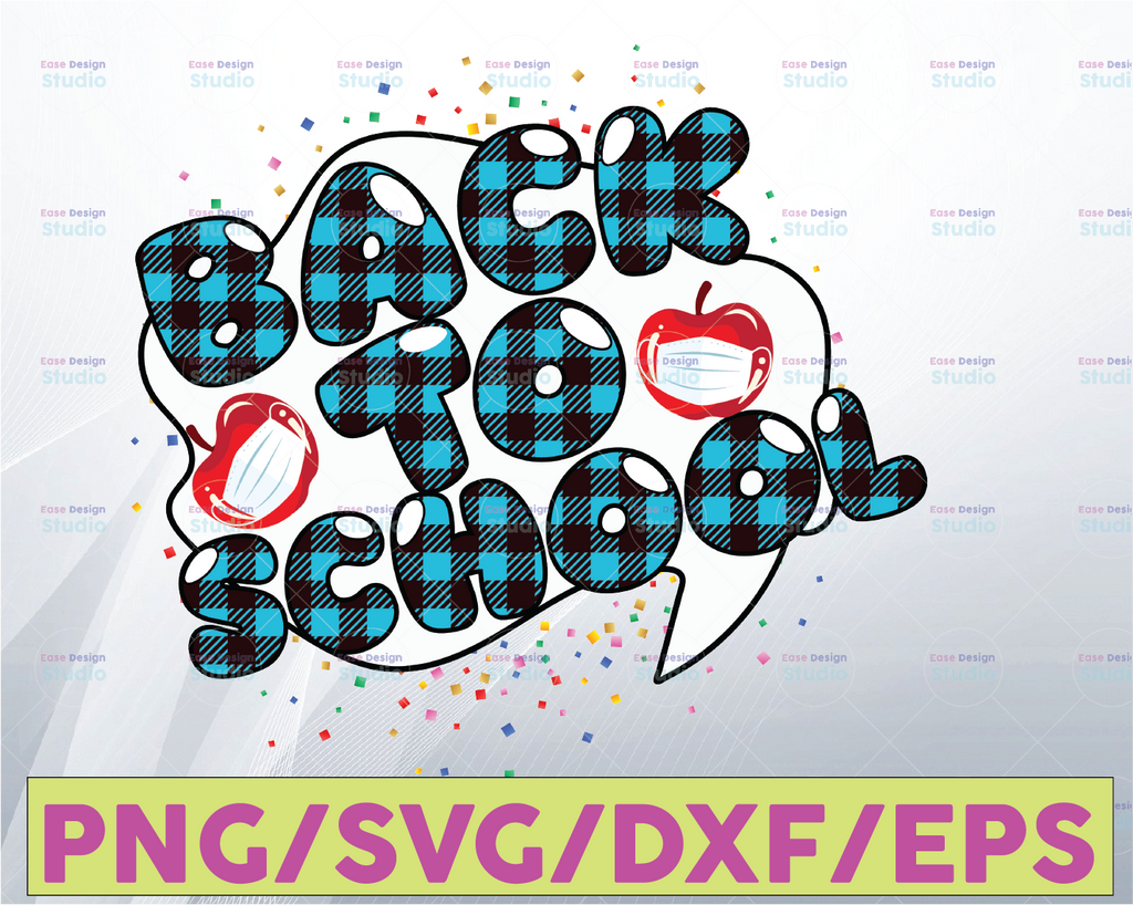 Back To School SVG buffalo plaid , Teacher Svg, 100th days of school, quanrantine svg, Book, Kids Silhouette Png Eps Dxf Vinyl Decal Digital Cut File