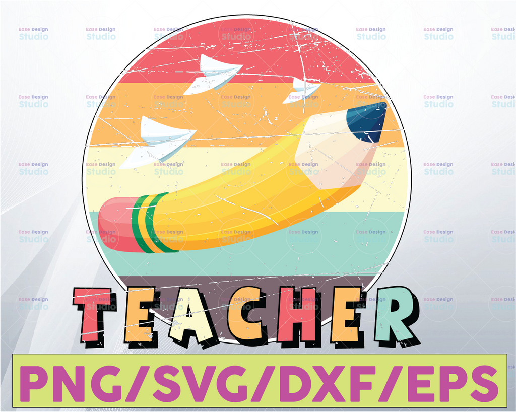 Teacher sublimation PNG, Back To School png, First day of School, Teacher retro png, Pencil shirt PNG design