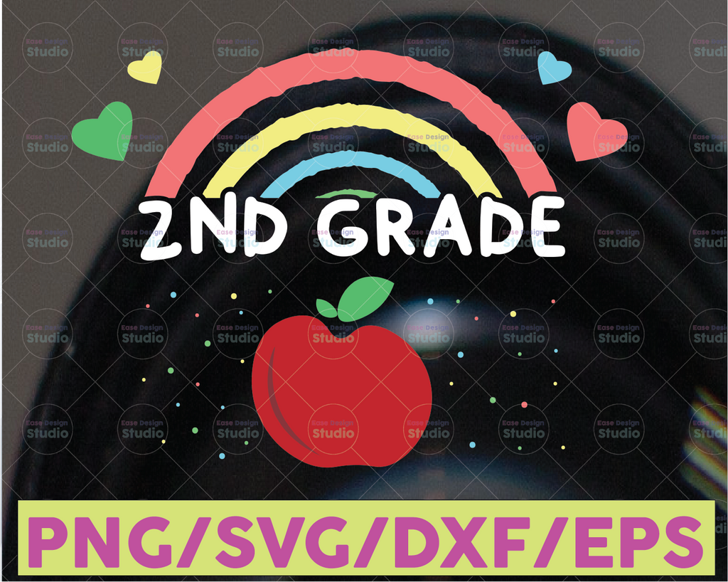 2nd Grade Back to school rainbow SVG, back to school sublimation png, First Day of School, School SVG Rainbow SVG, png Digital Download