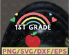 1st Grade Back to school rainbow SVG, back to school sublimation png, First Day of School, School SVG Rainbow SVG, png Digital Download