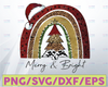 Merry & Bright Christmas Rainbow Sublimation Design Png,Leopard Rainbow Christmas Tsvg  Design,Christmas Tree Cheetah,Digital Download