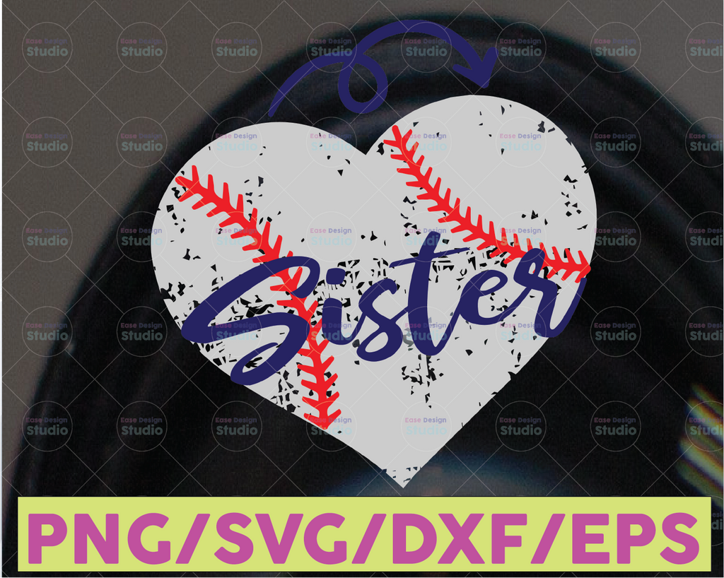 Baseball Svg, Baseball Sister svg, Baseball Cutting file, heart frame baseball, dxf pattern, svg pattern, clipart instant download