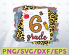 Back to school, Sixth grade leopard clipart, PNG file for sublimation, first day of school, 6th grade printable