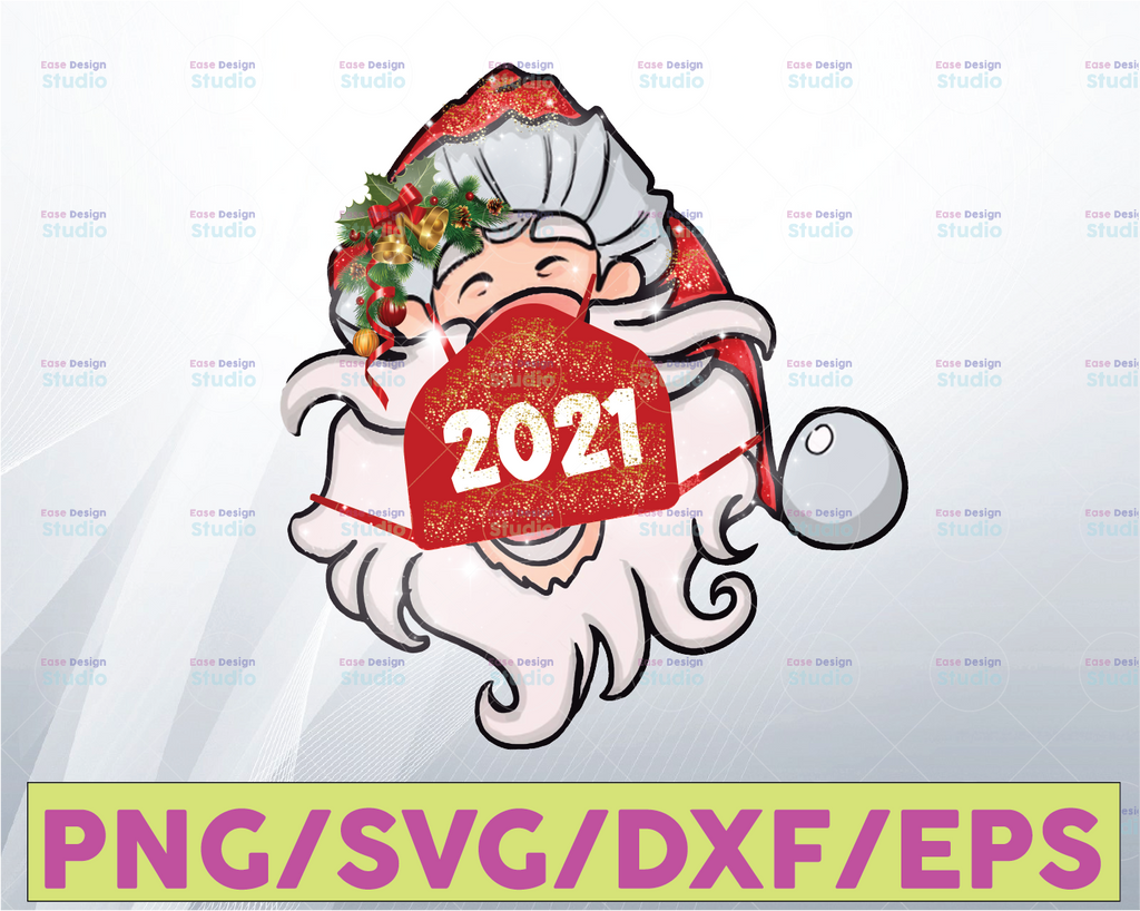 Santa with Mask,Quarantine Christmas,Santa Png,Sublimation Design,Digital Design, Sublimation, DTG printing, Christmas Santa Sublimation Png