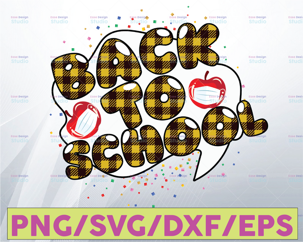 Back To School SVG buffalo plaid , Teacher Svg, 100th days of school, quanrantine svg, Book, Kids Silhouette Png Eps Dxf Vinyl Decal Digital Cut File