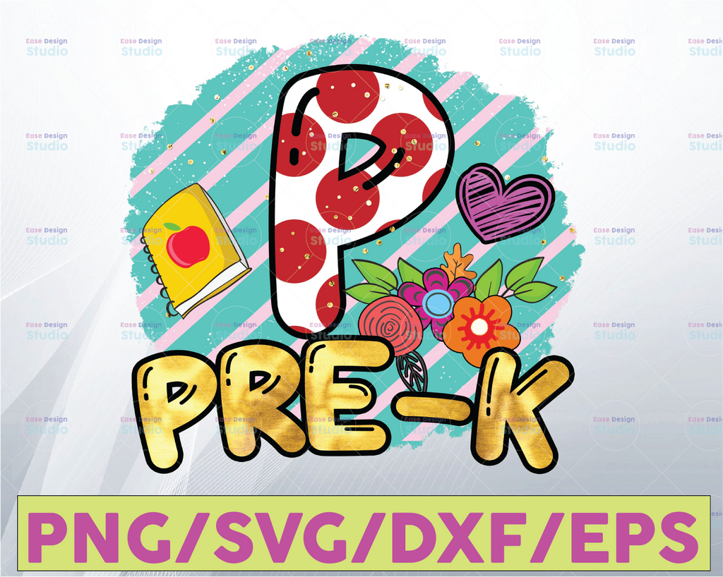 Pre K png, Back To School png, First Day Of School, Tie Dye, Apple png, Pencil png, Pre Kindergarten png Sublimation