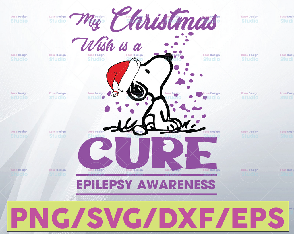 My Christmas wish is a cure epilepsy awareness svg, dxf,eps,png, Digital Download