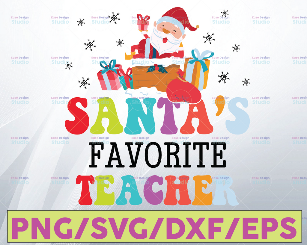 Santa's favorite teacher svg, dxf,eps,png, Digital Download