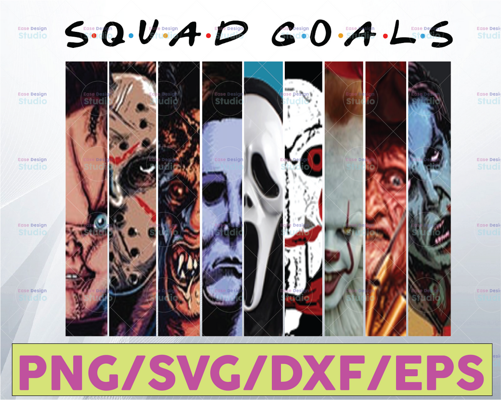 Squad Goals Friends PNG, Horror Movie, Friends, Happy Halloween, Sublimated Printing/INSTANT DOWNLOAD/Png Printable/Digital Print Design