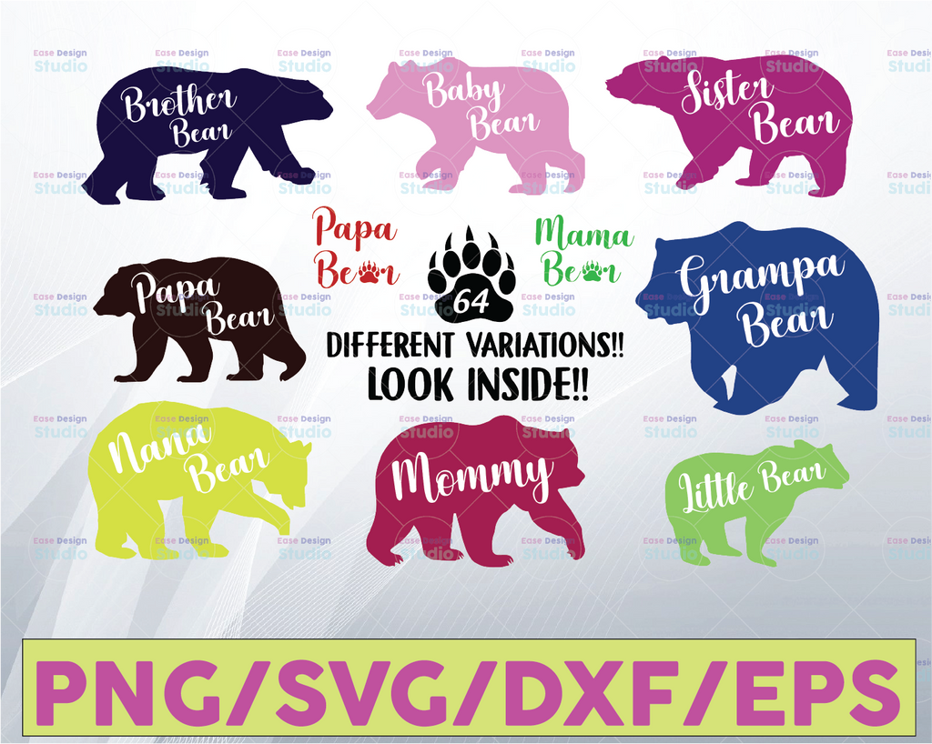 Mama Bear SVG Bundle Pack, Bear Family SVG Bundle, Daddy Bear SVG Bundle, Mama Bear Mega Bundle, Family T-svg  SvG, DxF, PnG, PdF