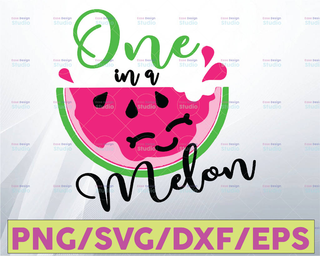 One in a melon SVG, Funny Watermelon, Summer Beach Fruit svg, Birthday party cutting file, Silhouette Cricut Vinyl Iron