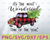 It's The Most Wonderful Time Of The Year PNG, Buffalo Plaid Christmas Tree Truck Png, Merry Christmas Truck, Christmas Gift, PNG Format