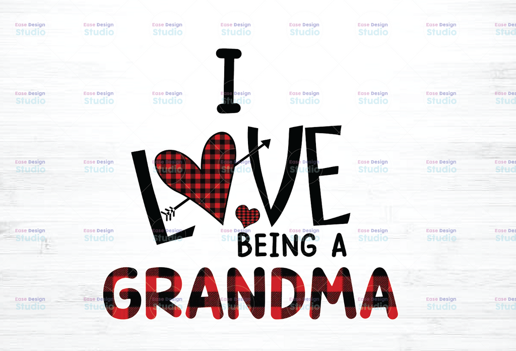 I Love Being A Grandma Gnome Heart Buffalo Plaid Png, Gnome Png, Gnome Grandma Png - INSTANT DOWNLOAD - Png Printable - Digital Print Design